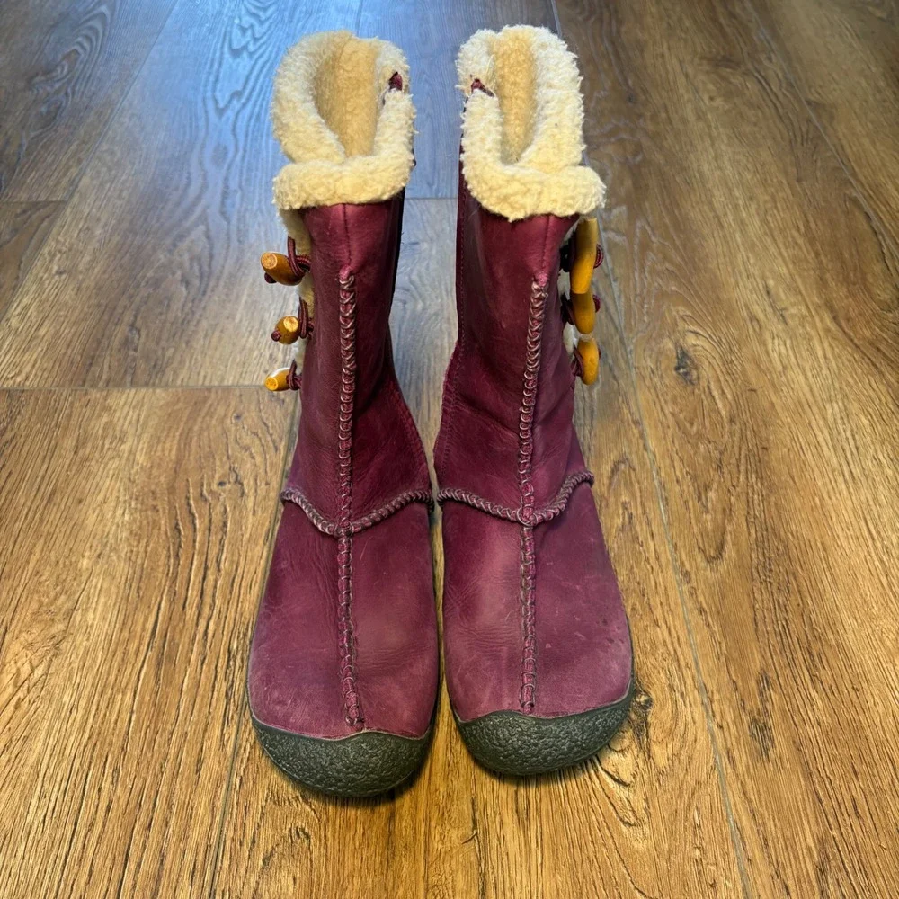 Keen Amar Purple Leather Toggle Mid-Calf Hiking Boots Womens 5‎ Sherpa Lined